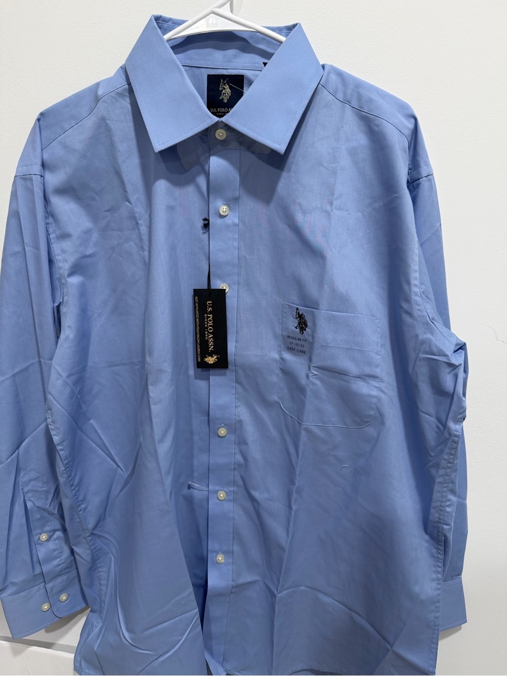 U.S. Polo Assn. Light Blue Long-Sleeve Dress Shirt with Chest Pocket